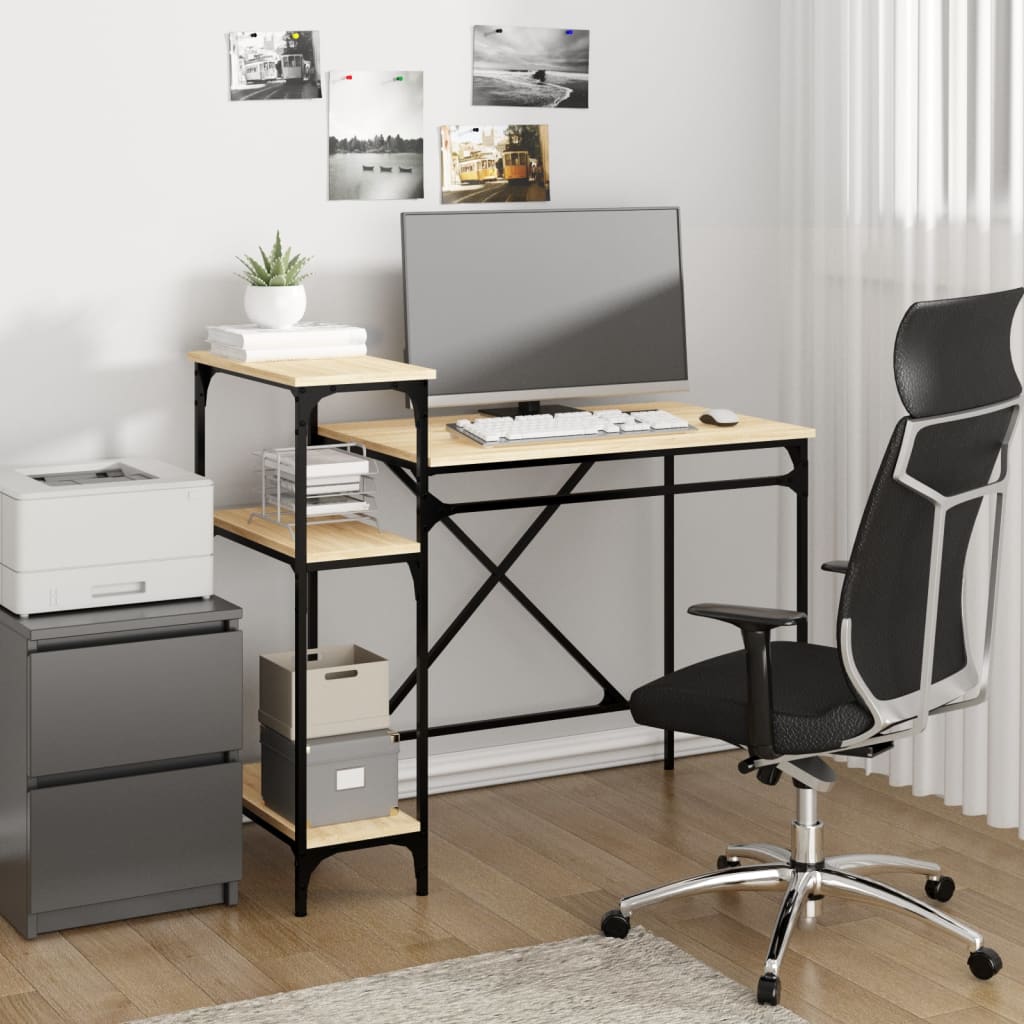 vidaXL Schreibtisch mit Regal Sonoma-Eiche 105x50x90 cm Holzwerkstoff