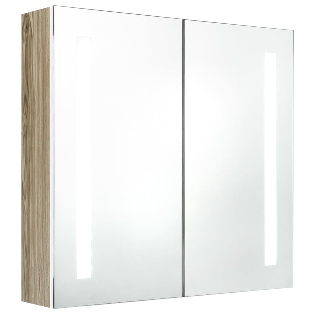 vidaXL LED-Bad-Spiegelschrank Weiß und Eichen-Optik 62x14x60 cm