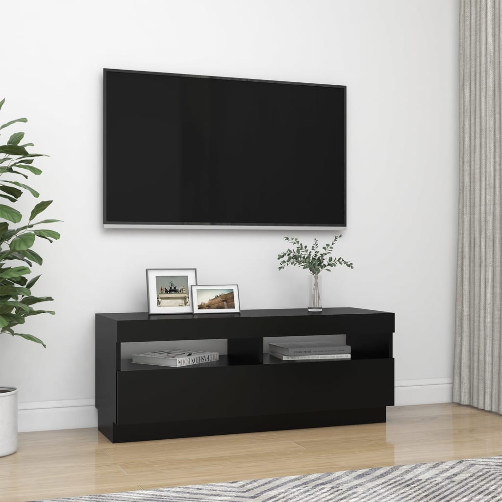 vidaXL TV-Schrank mit LED-Leuchten Schwarz 100x35x40 cm
