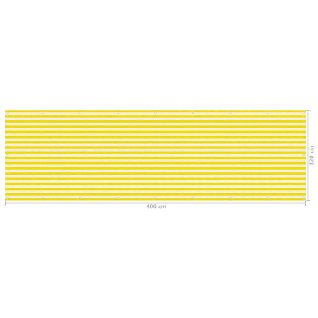 vidaXL Balkon-Sichtschutz Gelb und Weiß 120x400 cm HDPE