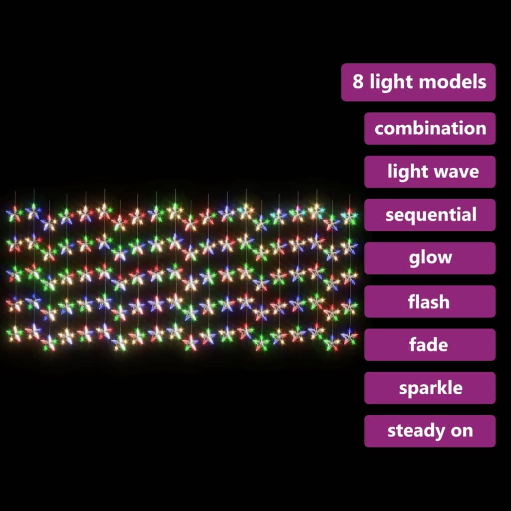 vidaXL LED Sternenvorhang Lichterkette 500 LED Bunt 8 Funktionen