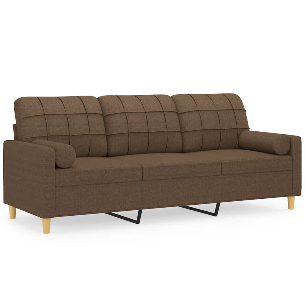 vidaXL 3-Sitzer-Sofa mit Zierkissen Braun 180 cm Stoff