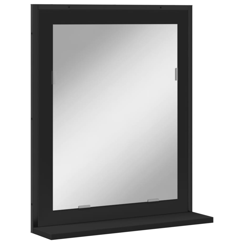 vidaXL Badspiegel mit Ablage Schwarz 50x12x60 cm Holzwerkstoff
