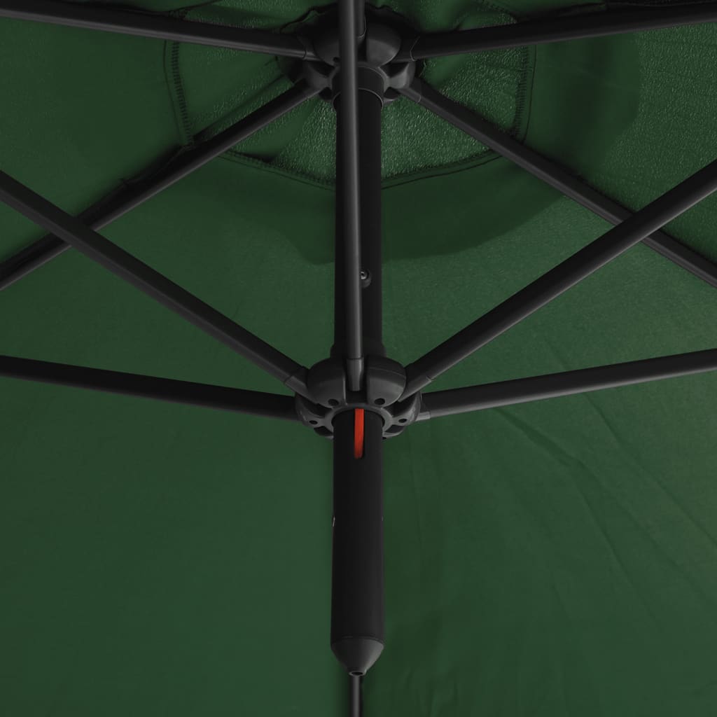 vidaXL Doppel-Sonnenschirm mit Stahlmast Grün 600 cm
