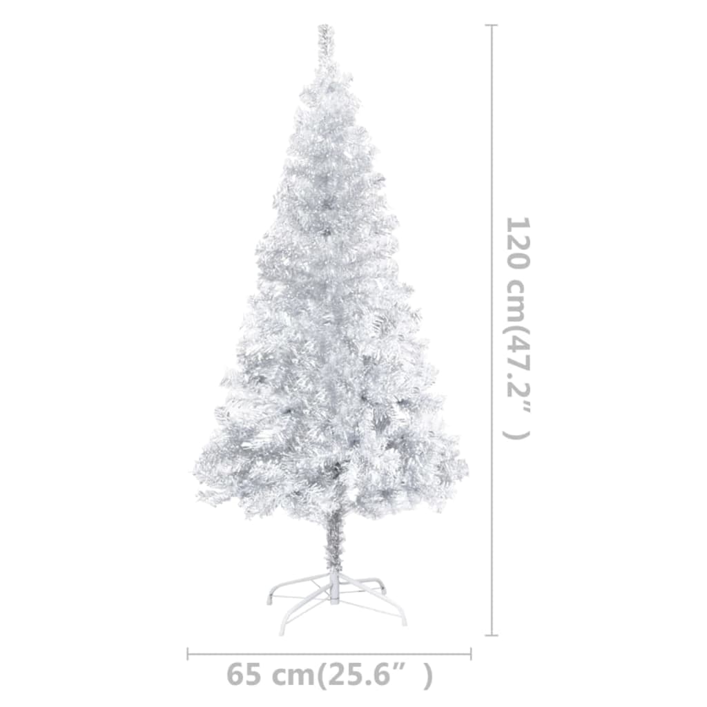 vidaXL Künstlicher Weihnachtsbaum Beleuchtung & Ständer Silber 120 cm