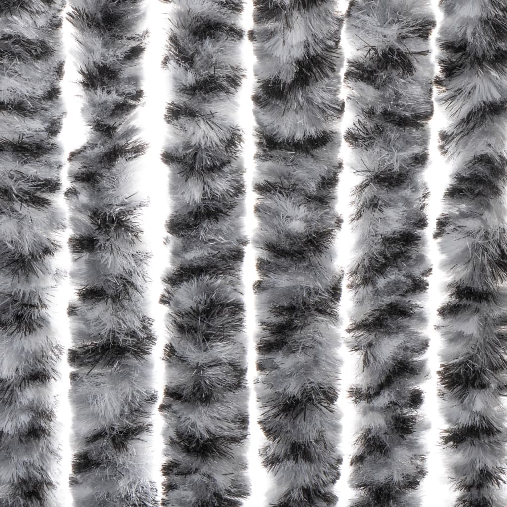 vidaXL Fliegenvorhang Grau, Schwarz und Weiß 90x220 cm Chenille