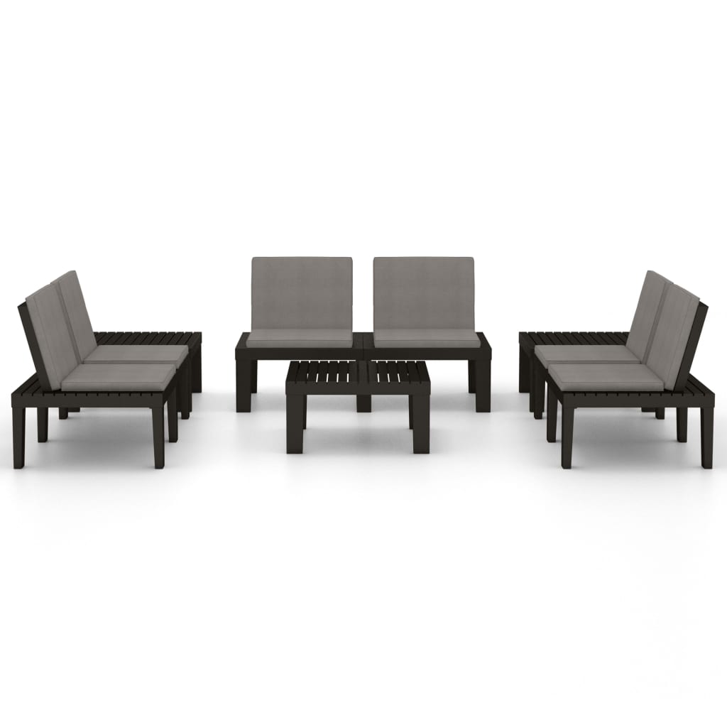 vidaXL 6-tlg. Garten-Lounge-Set mit Auflagen Kunststoff Grau