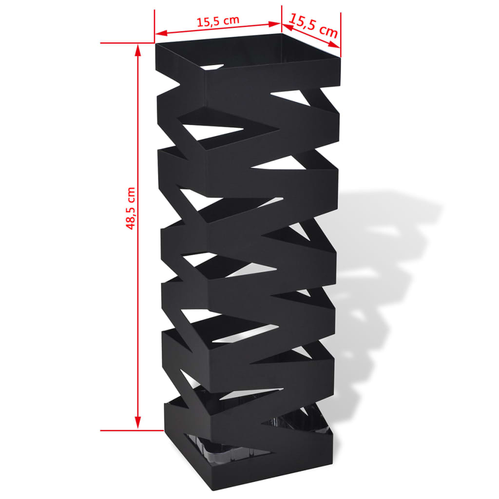 Schirmständer Schirmhalter Gehstock Stahl schwarz quadratisch 48,5 cm