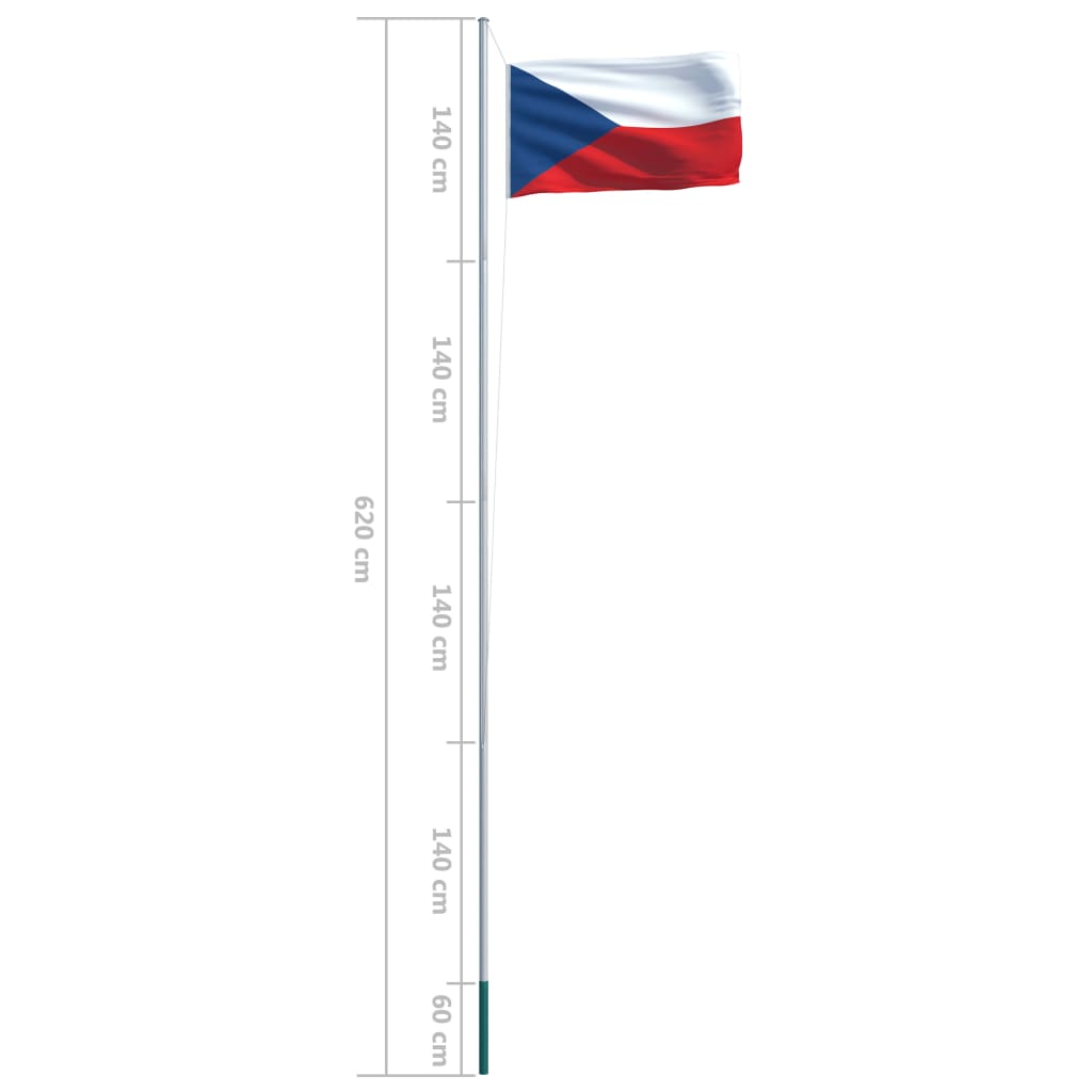 vidaXL Flagge Tschechiens und Mast Aluminium 6,2 m