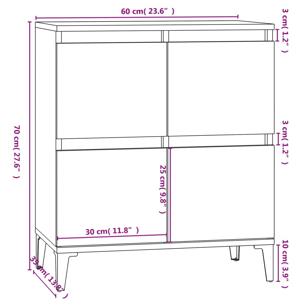 vidaXL Sideboard Sonoma-Eiche 60x35x70 cm Holzwerkstoff