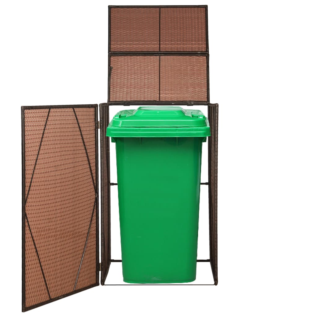vidaXL Mülltonnenbox für 1 Tonne Poly Rattan 76x78x120 cm Braun