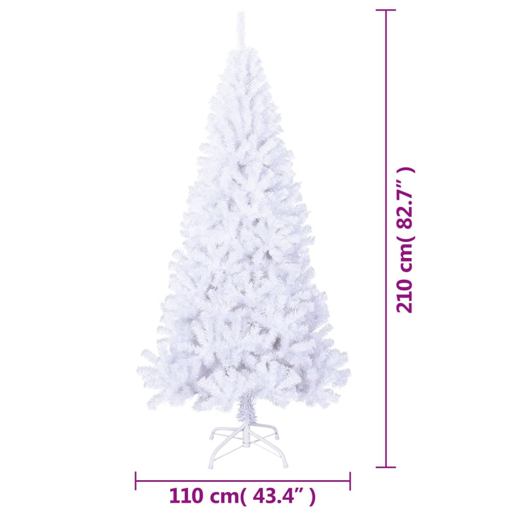 vidaXL Künstlicher Weihnachtsbaum mit Dicken Zweigen Weiß 210 cm PVC