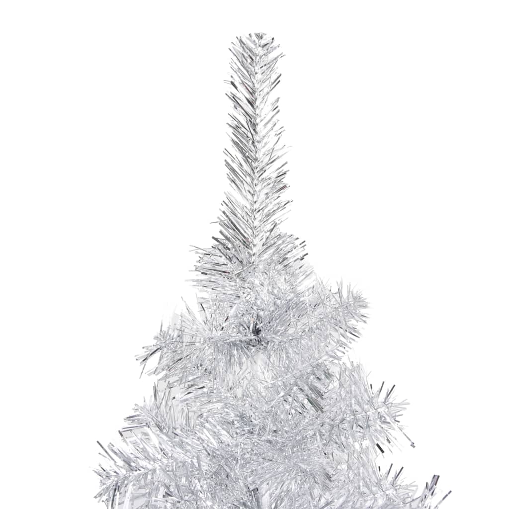 vidaXL Künstlicher Weihnachtsbaum Beleuchtung & Ständer Silber 210 cm