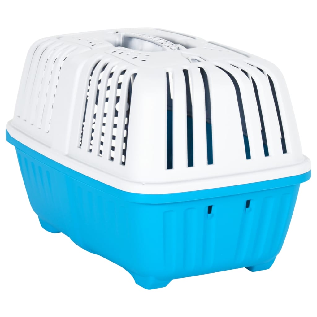 vidaXL Transportbox für Haustiere Weiß Blau 48x31,5x33 cm Polypropylen