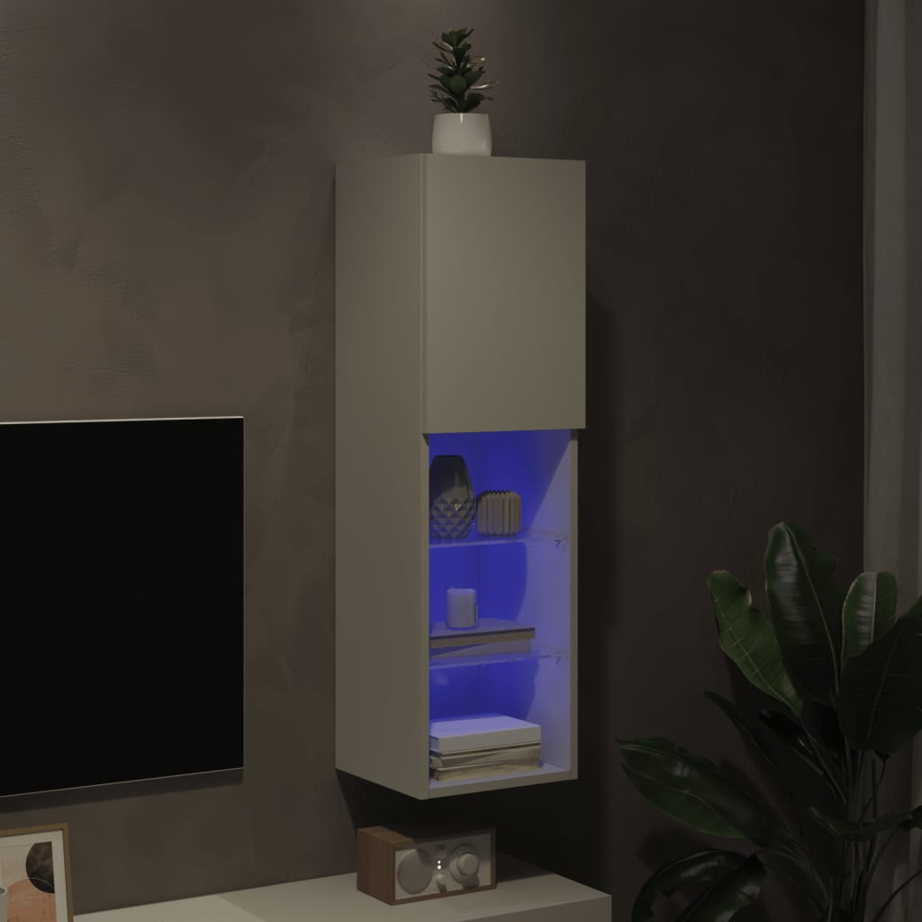 vidaXL TV-Schrank mit LED-Leuchten Weiß 30,5x30x102 cm