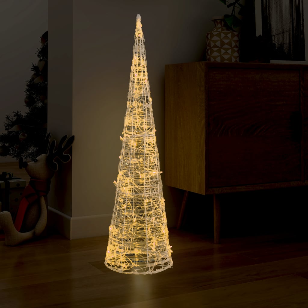 vidaXL LED-Kegel Acryl Weihnachtsdeko Pyramide Warmweiß 120 cm