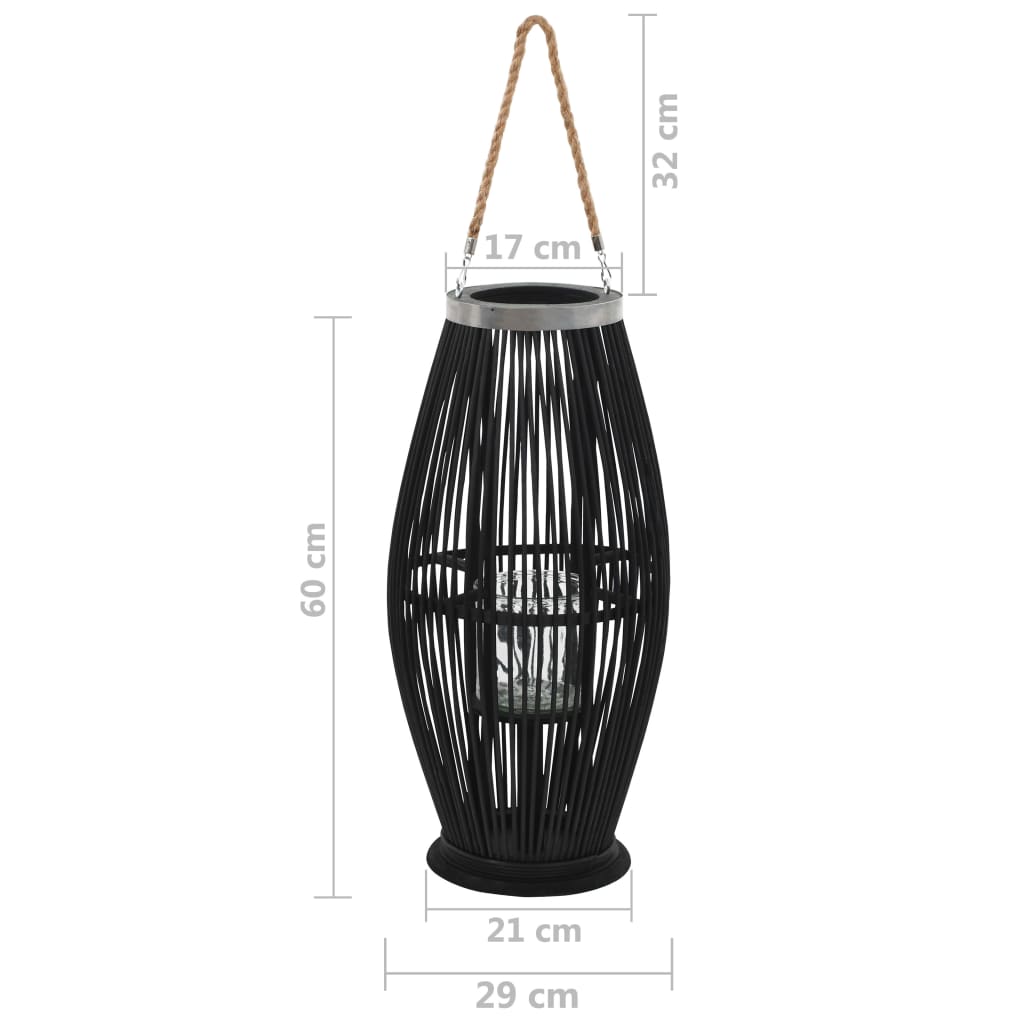 vidaXL Hängender Kerzenleuchter Bambus Schwarz 60 cm