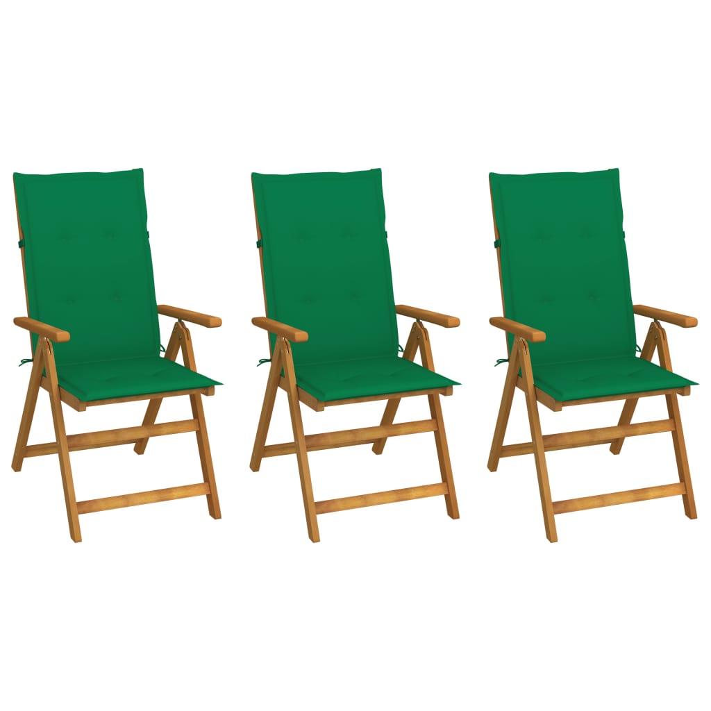 vidaXL Klappbare Gartenstühle 3 Stk. mit Auflagen Massivholz Akazie