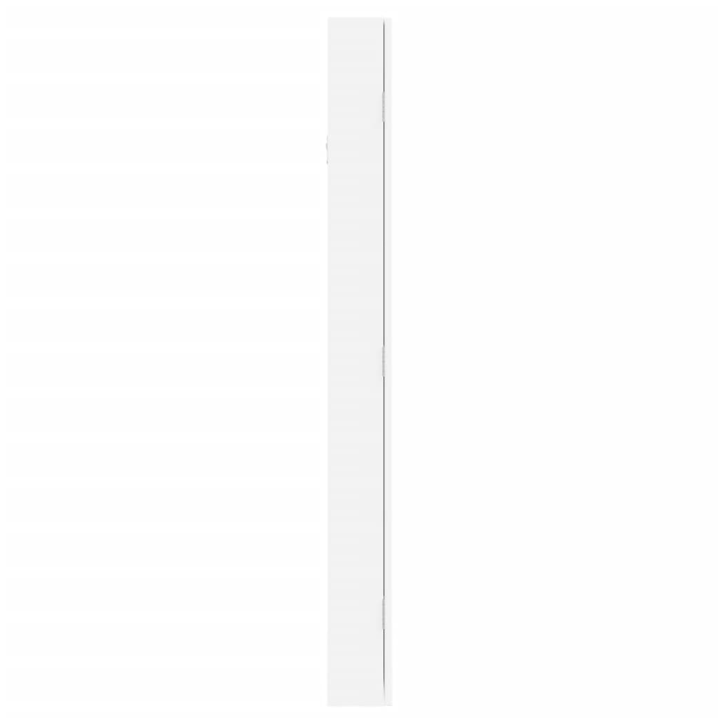 vidaXL Schmuckschrank mit Spiegel Wandmontage Weiß 37,5x10x106 cm
