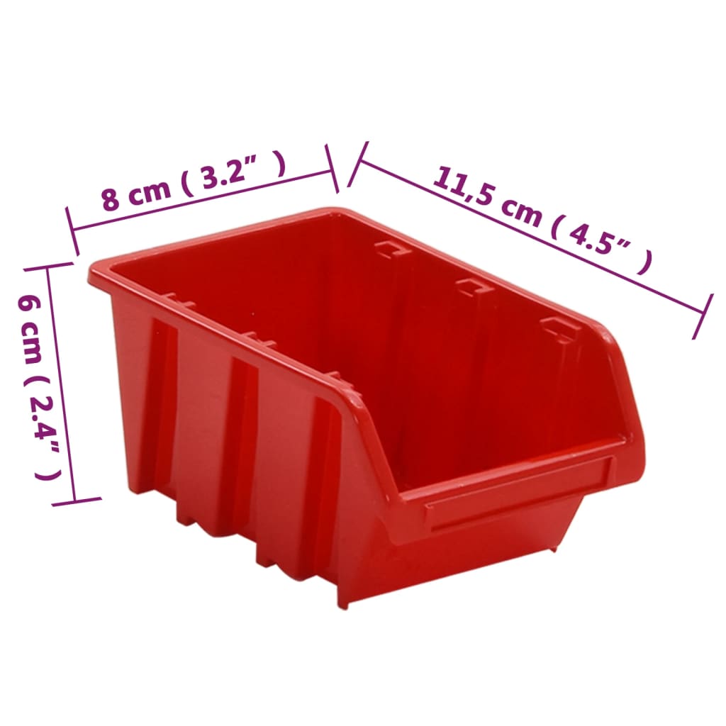 vidaXL 35-tlg Stapelboxen-Wandregal Rot & Schwarz 77x39cm Polypropylen