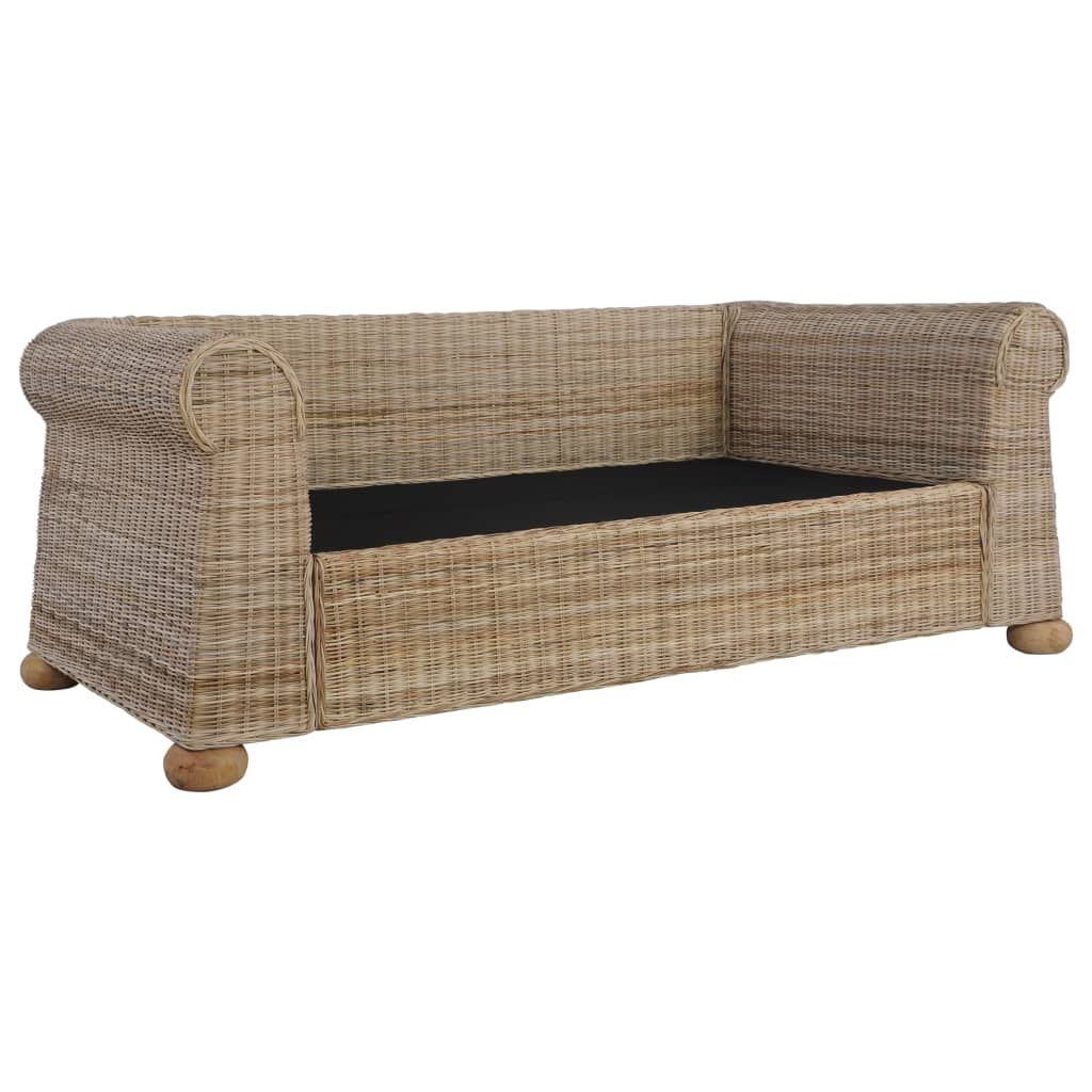 vidaXL 2-Sitzer-Sofa mit Kissen Natur Rattan