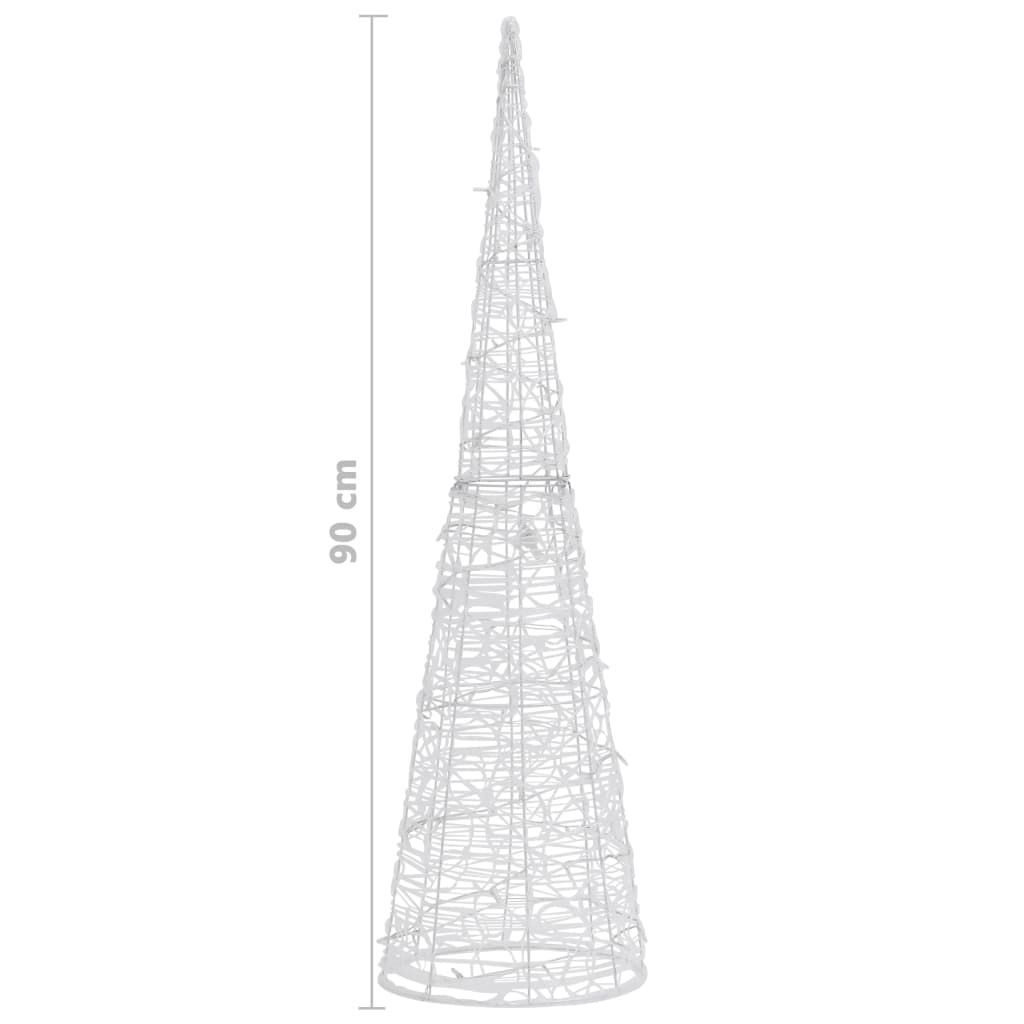 vidaXL LED-Kegel Acryl Weihnachtsdeko Pyramide Warmweiß 90 cm
