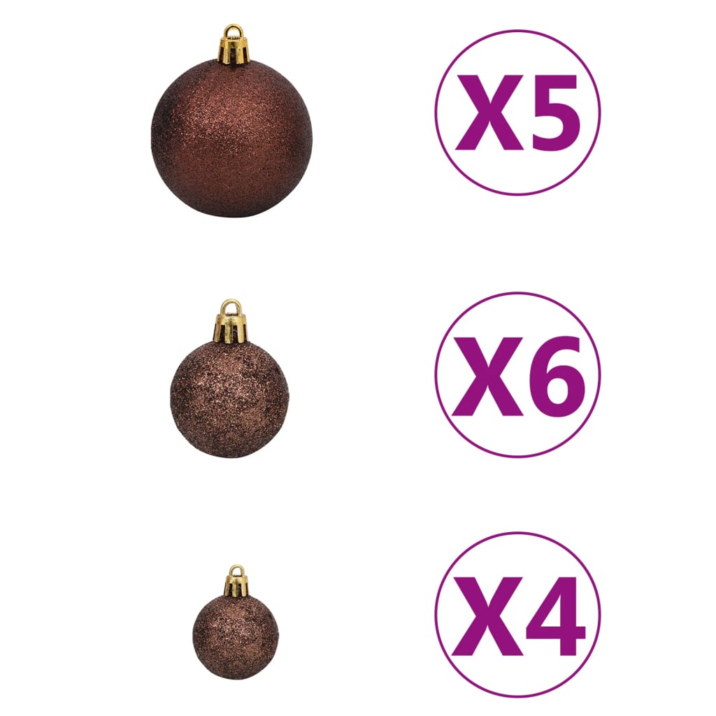 vidaXL Weihnachtsbaum Schlank mit Beleuchtung & Kugeln Gold 150 cm