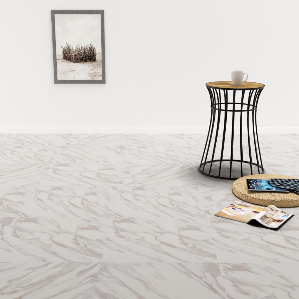 vidaXL PVC Laminat Dielen Selbstklebend 5,11 m² Weißer Marmor