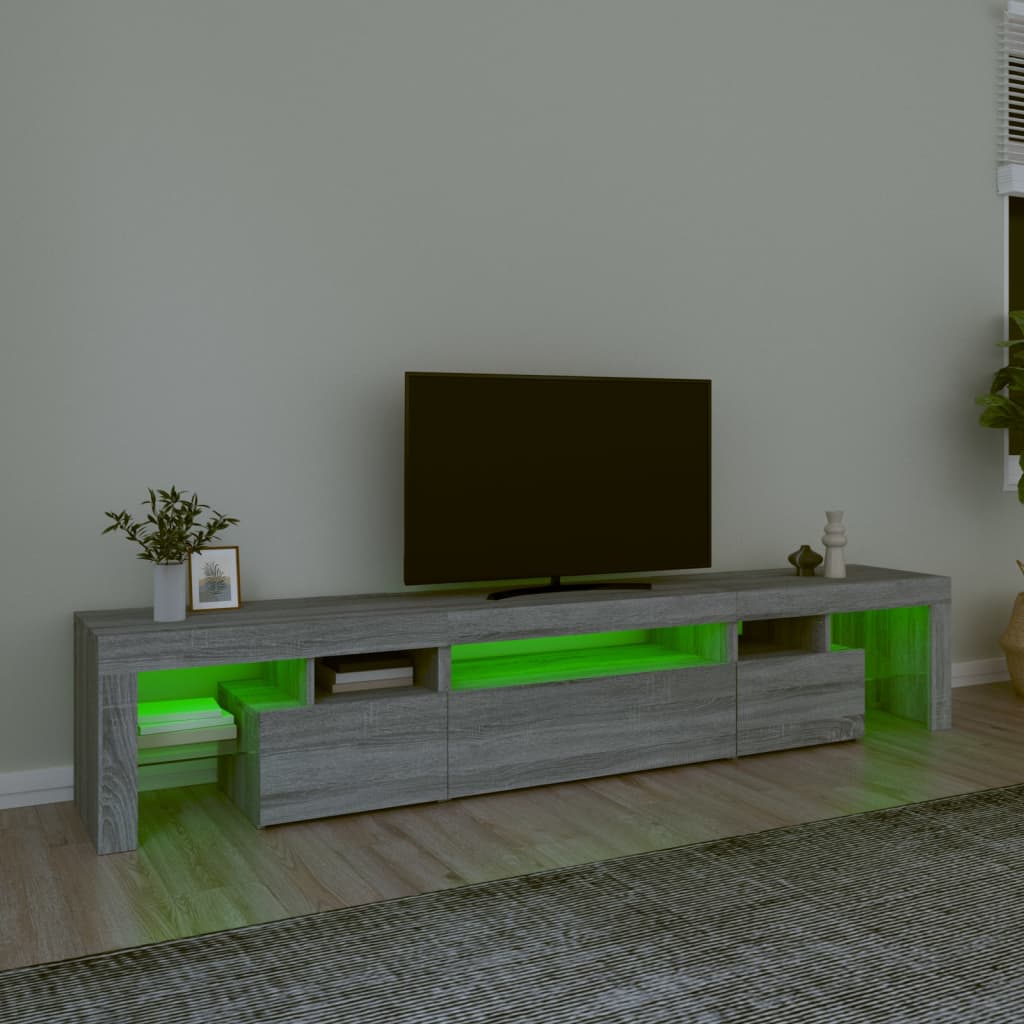 vidaXL TV-Schrank mit LED-Leuchten Grau Sonoma 215x36,5x40 cm